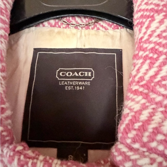 Coach Pink Herringbone Pea Coat - Picture 4 of 6